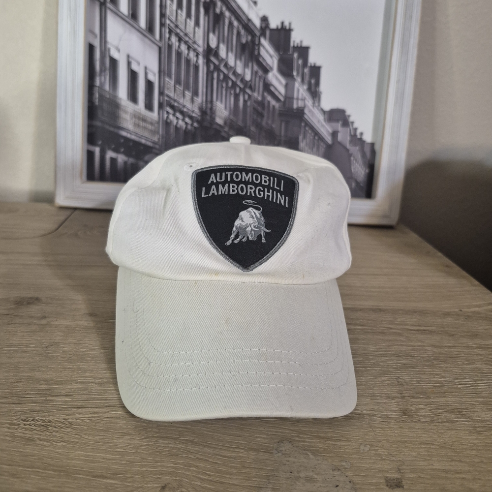 Lamborghini Ivory Hat with Gray Emblem
